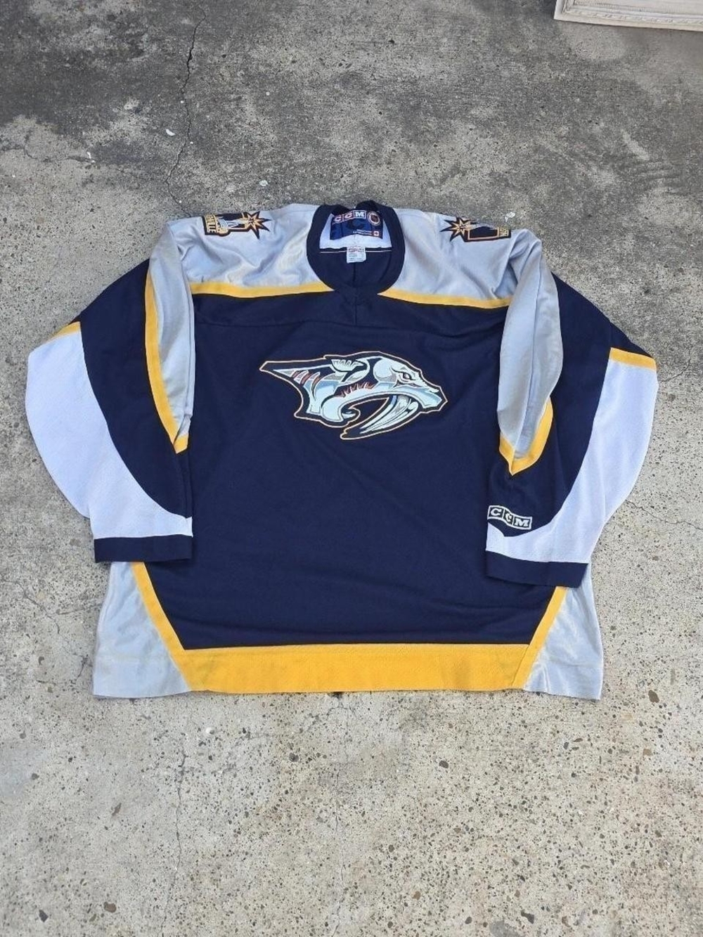 Vintage CCM Nashville Predators Home Navy Hockey Jersey Men's XXL Made In Canada